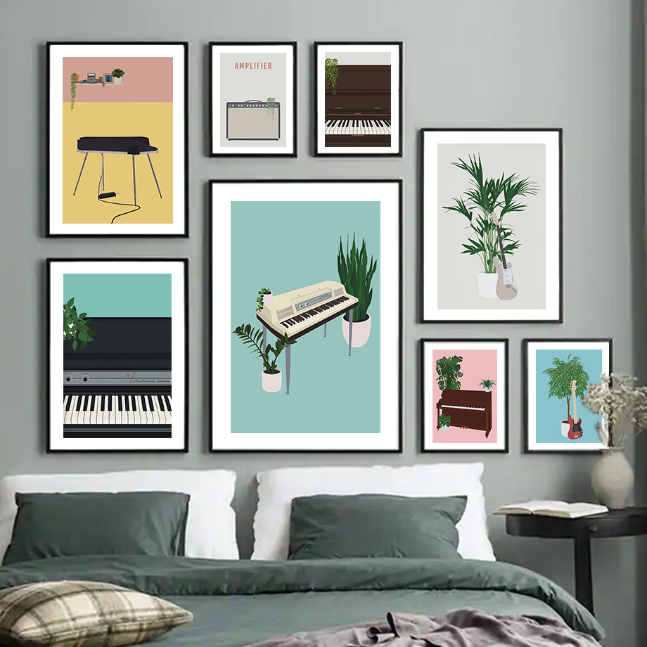 Picture Of Musical Instrument - Ilustrasi Alat Musik Seni Dinding Lukisan