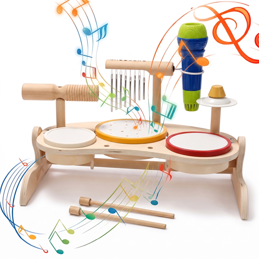 Musical Instrument Harmonium - Set Drum Kayu Anak-anak, Mainan Musik